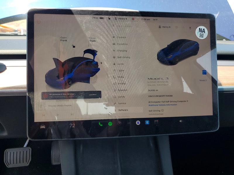 52224306 :رقم المزاد ، 5YJ3E1EB5PF704088 vin ، 2023 Tesla Model 3 مزاد بيع