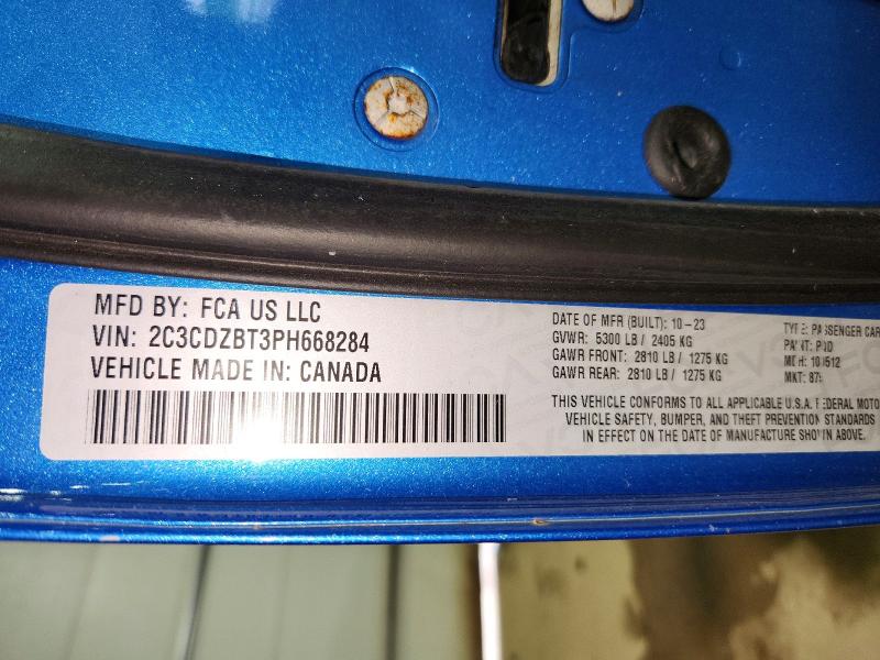 2023 Dodge Challenger მანქანა იყიდება აუქციონზე, vin: 2C3CDZBT3PH668284, აუქციონის ნომერი: 54315476