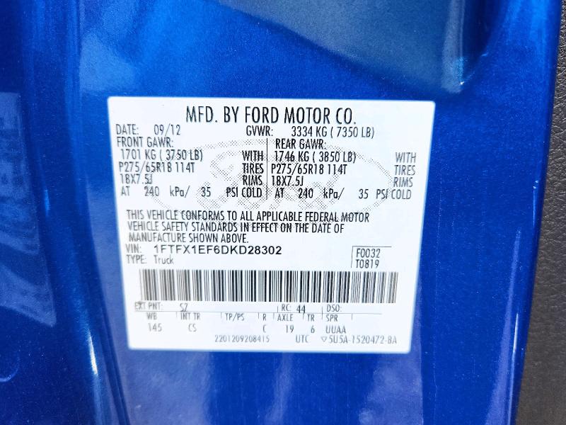 Продажа на аукционе авто 2013 Ford F150, vin: 1FTFX1EF6DKD28302, номер лота: 54108686