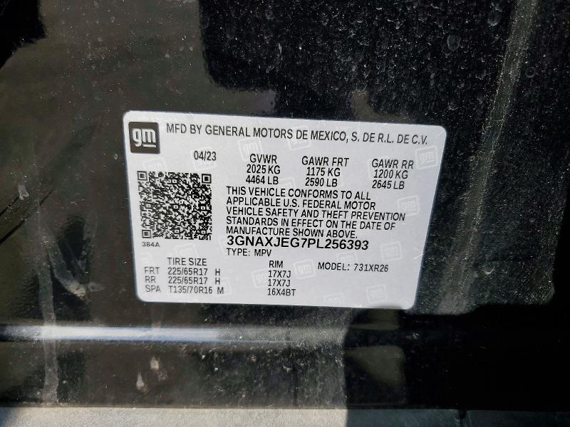 51824516 :رقم المزاد ، 3GNAXJEG7PL256393 vin ، 2023 Chevrolet Equinox مزاد بيع