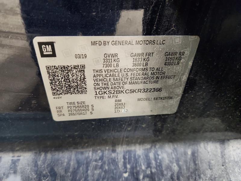 Aukcja sprzedaży 2019 Gmc Yukon, vin: 1GKS2BKC5KR322366, numer aukcji: 51604326