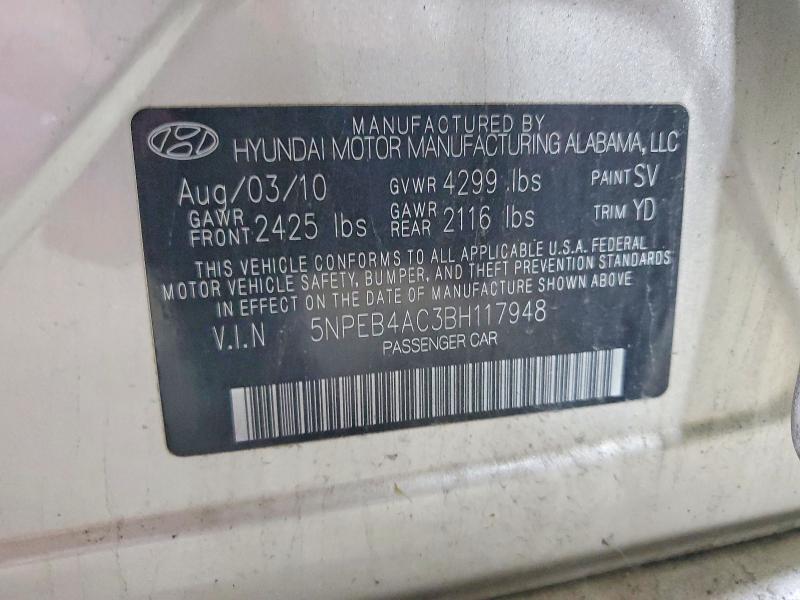 Продаж на аукціоні авто 2011 Hyundai Sonata, vin: 5NPEB4AC3BH117948, номер лоту: 52002176