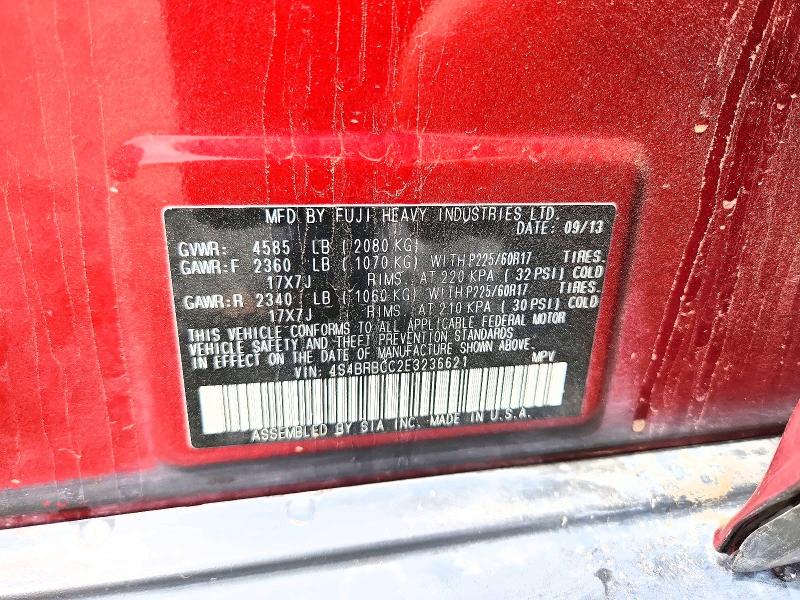 2014 Subaru Outback მანქანა იყიდება აუქციონზე, vin: 4S4BRBCC2E3236621, აუქციონის ნომერი: 55199386
