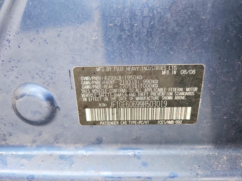 Продажа на аукционе авто 2009 Subaru Impreza, vin: JF1GE60699H503019, номер лота: 55408446