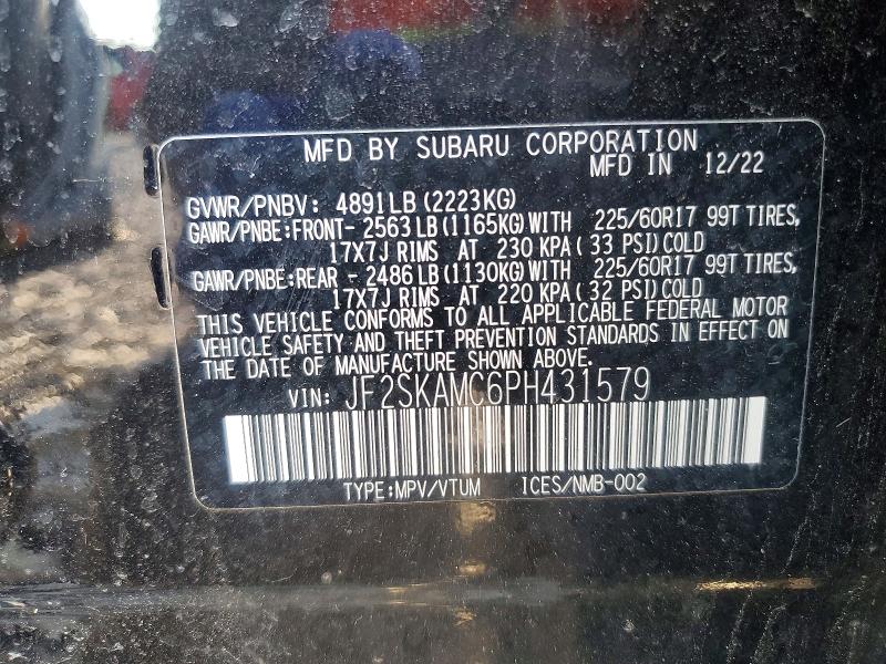 Aukcja sprzedaży 2023 Subaru Forester, vin: JF2SKAMC6PH431579, numer aukcji: 53069596