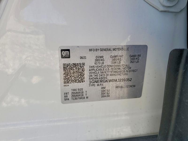 Aukcja sprzedaży 2021 Chevrolet Traverse, vin: 1GNERGKW0MJ239352, numer aukcji: 52889196