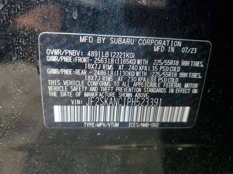 Aukcja sprzedaży 2023 Subaru Forester, vin: JF2SKANC1PH523391, numer aukcji: 54279276