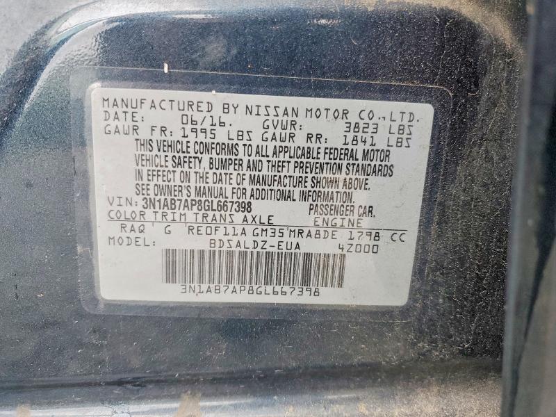 Aukcja sprzedaży 2016 Nissan Sentra, vin: 3N1AB7AP8GL667398, numer aukcji: 54844166