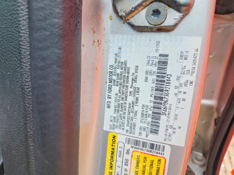 Aukcja sprzedaży 2016 Ford Fusion, vin: 3FA6P0G73GR218443, numer aukcji: 52140006