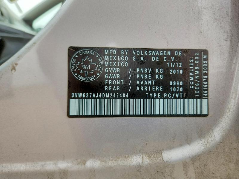 Aukcja sprzedaży 2013 Volkswagen Jetta, vin: 3VW637AJ4DM242484, numer aukcji: 52334166
