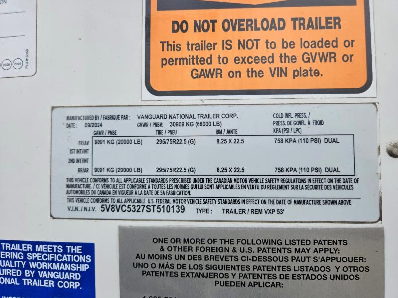 2025 Vanguard Trailer 53'trailer მანქანა იყიდება აუქციონზე, vin: 5V8VC5327ST510139, აუქციონის ნომერი: 50908766
