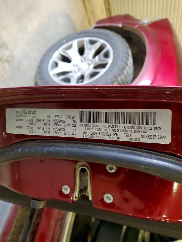 52358756 :رقم المزاد ، 1C6RR7PT9JS113223 vin ، 2018 Ram 1500 مزاد بيع