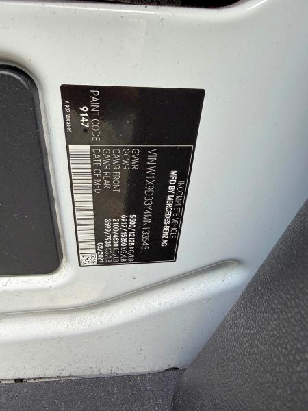 Aukcja sprzedaży 2021 Mercedes-benz Sprinter, vin: W1X9D33Y4MN133545, numer aukcji: 52103566