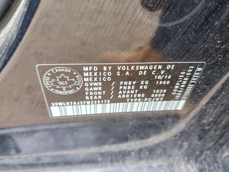 51851516 :رقم المزاد ، 3VWL07AJ2FM229179 vin ، 2015 Volkswagen Jetta مزاد بيع