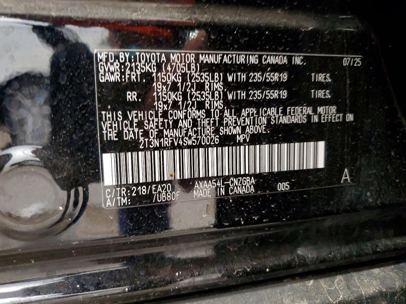 Aukcja sprzedaży 2025 Toyota Rav4, vin: 2T3N1RFV4SW570026, numer aukcji: 53578536