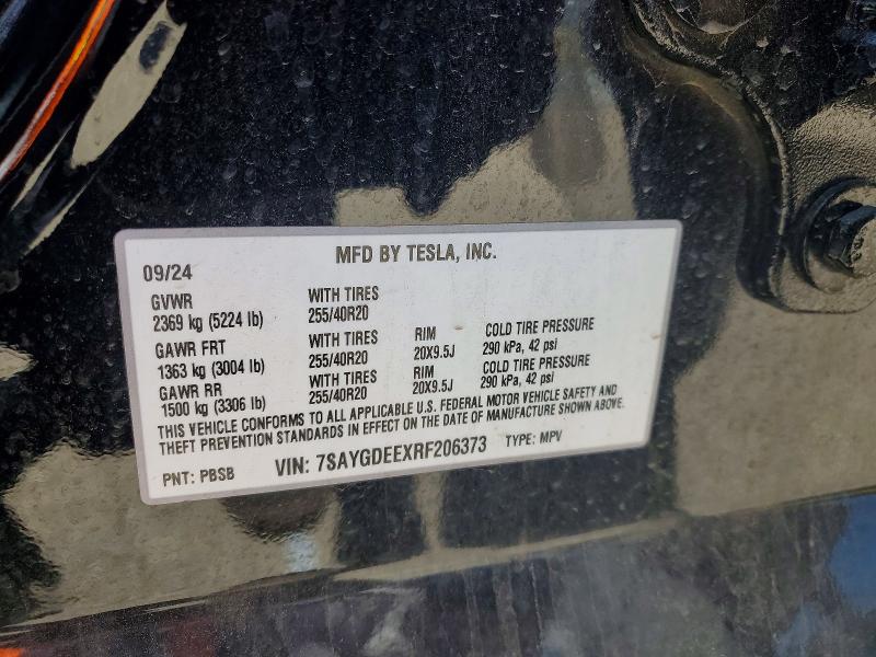 2024 Tesla Model Y მანქანა იყიდება აუქციონზე, vin: 7SAYGDEEXRF206373, აუქციონის ნომერი: 55458456