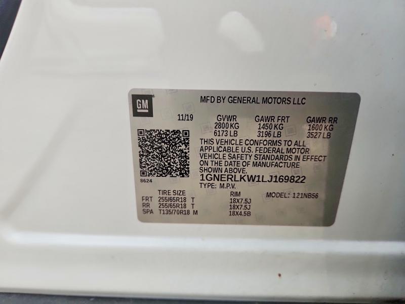 2020 Chevrolet Traverse მანქანა იყიდება აუქციონზე, vin: 1GNERLKW1LJ169822, აუქციონის ნომერი: 52395806