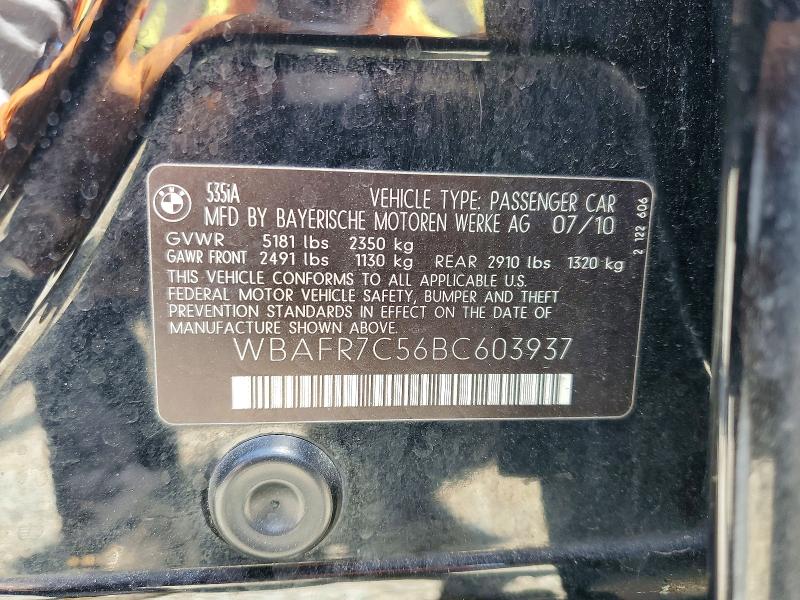Продажа на аукционе авто 2011 Bmw 535, vin: WBAFR7C56BC603937, номер лота: 55457276