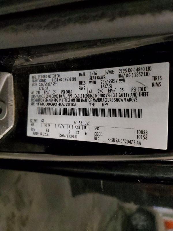 Продажа на аукционе авто 2017 Ford Escape, vin: 1FMCU9G9XHUC26105, номер лота: 52929576