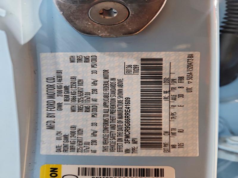 52396276 :رقم المزاد ، 3FMCR9G66RRE41609 vin ، 2024 Ford Bronco Sport مزاد بيع