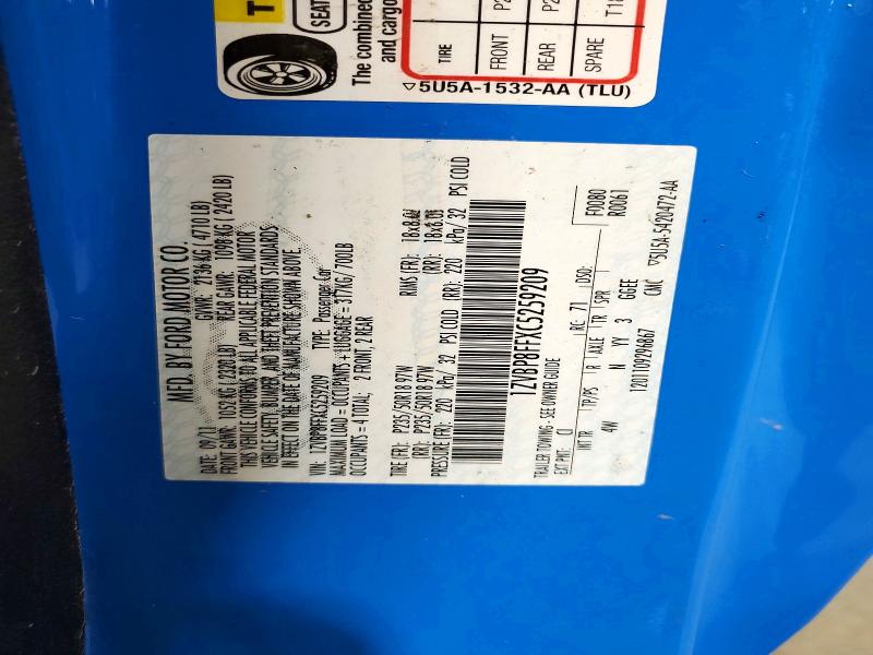 52163656 :رقم المزاد ، 1ZVBP8FFXC5259209 vin ، 2012 Ford Mustang مزاد بيع
