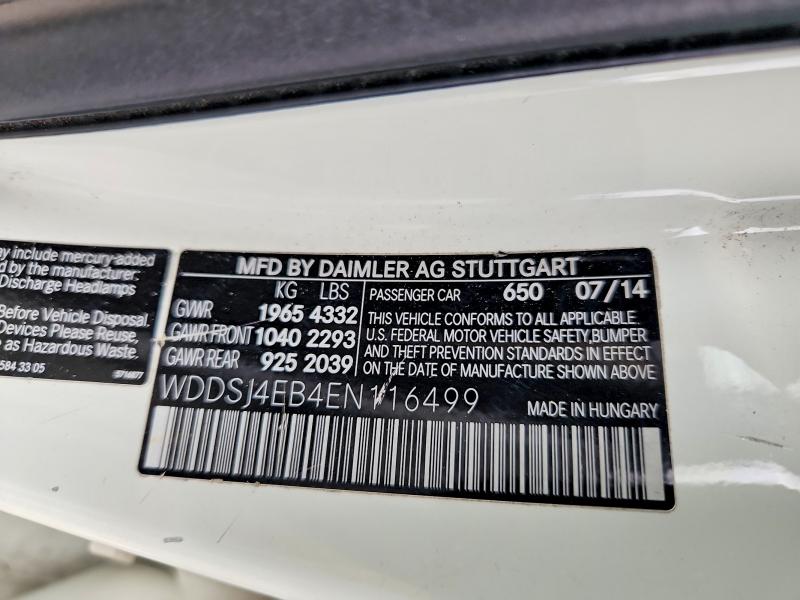 Aukcja sprzedaży 2014 Mercedes-benz Cla, vin: WDDSJ4EB4EN116499, numer aukcji: 55556886