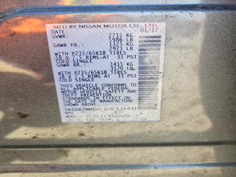 Aukcja sprzedaży 2017 Nissan Pathfinder, vin: 5N1DR2MM8HC661040, numer aukcji: 52972156