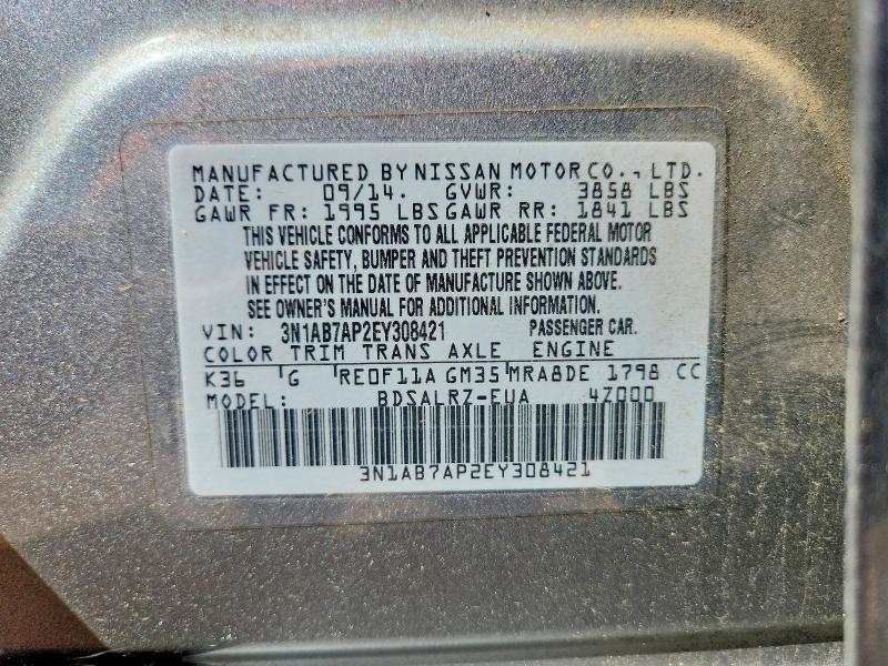 Продажа на аукционе авто 2014 Nissan Sentra, vin: 3N1AB7AP2EY308421, номер лота: 55205976