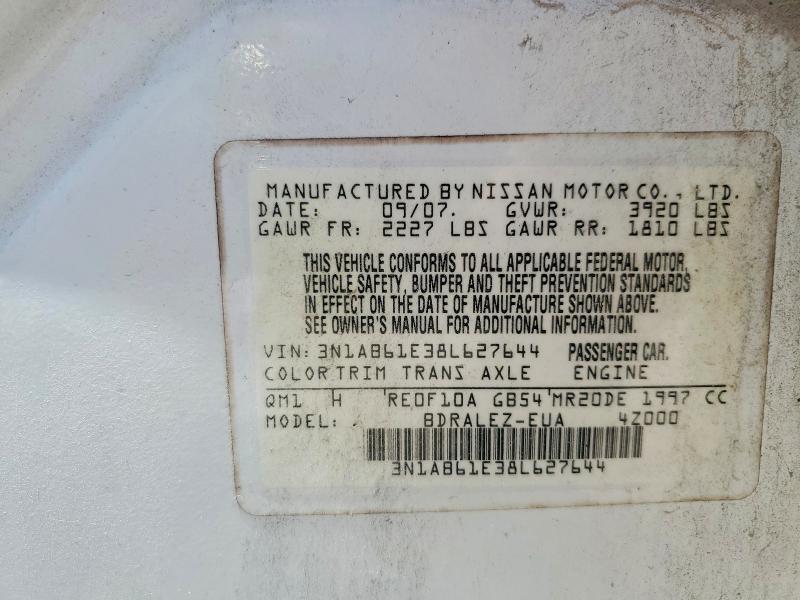 Aukcja sprzedaży 2008 Nissan Sentra, vin: 3N1AB61E38L627644, numer aukcji: 54706566
