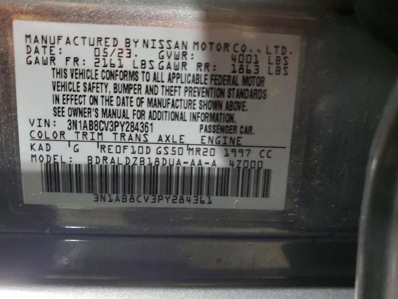 2023 Nissan Sentra მანქანა იყიდება აუქციონზე, vin: 3N1AB8CV3PY284361, აუქციონის ნომერი: 55435696