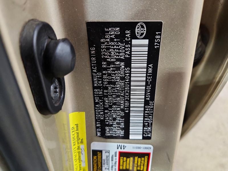 Продажа на аукционе авто 2011 Toyota Camry, vin: 4T1BF3EK2BU140495, номер лота: 55054646