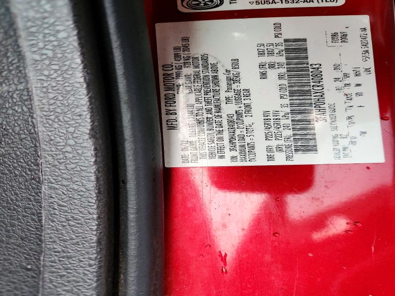 2012 Ford Fusion მანქანა იყიდება აუქციონზე, vin: 3FAHP0HAXCR408043, აუქციონის ნომერი: 52461196