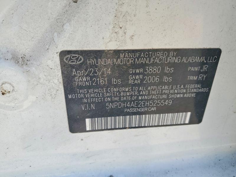 52353086 :رقم المزاد ، 5NPDH4AE2EH525549 vin ، 2014 Hyundai Elantra مزاد بيع