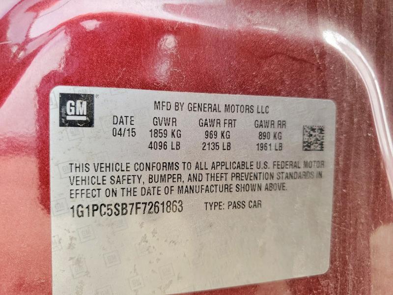 Продаж на аукціоні авто 2015 Chevrolet Cruze, vin: 1G1PC5SB7F7261863, номер лоту: 55282376