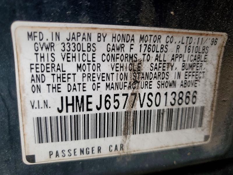 53881196 :رقم المزاد ، JHMEJ6577VS013866 vin ، 1997 Honda Civic مزاد بيع