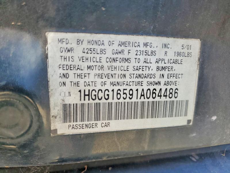Продажа на аукционе авто 2001 Honda Accord, vin: 1HGCG16591A064486, номер лота: 54539126