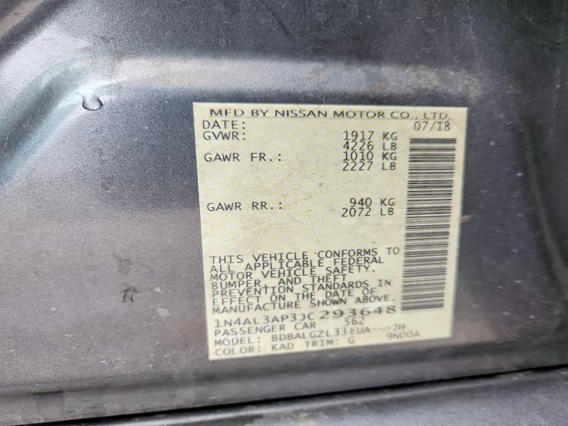 Aukcja sprzedaży 2018 Nissan Altima, vin: 1N4AL3AP3JC293648, numer aukcji: 52781296