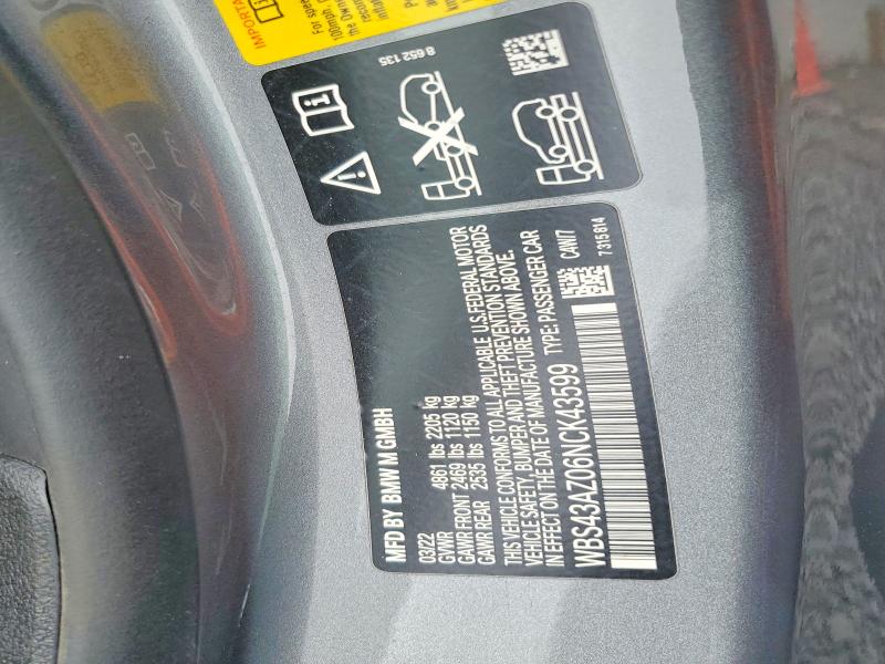Продажа на аукционе авто 2022 Bmw M4, vin: WBS43AZ06NCK43599, номер лота: 52828186