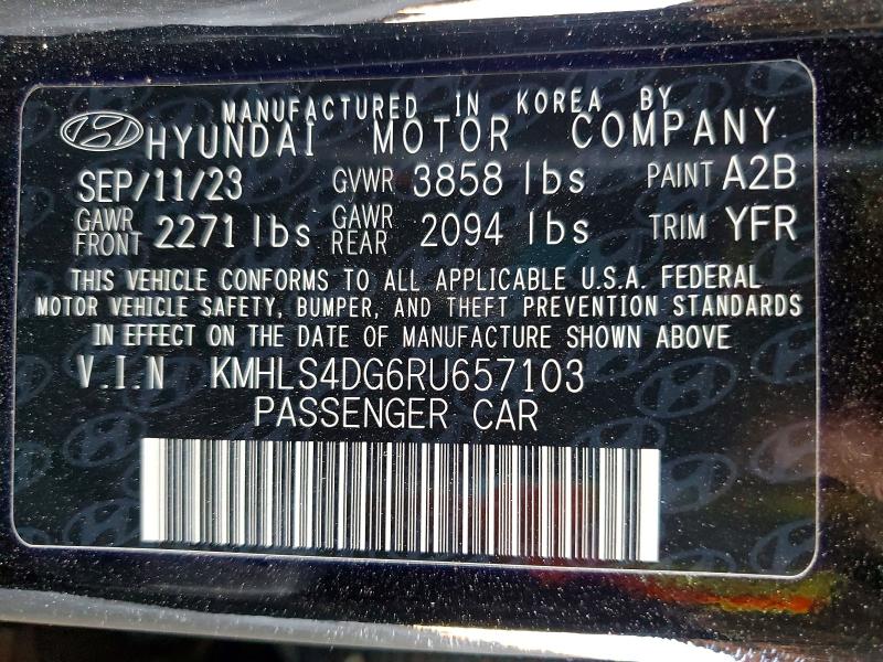 Продаж на аукціоні авто 2024 Hyundai Elantra, vin: KMHLS4DG6RU657103, номер лоту: 52682776
