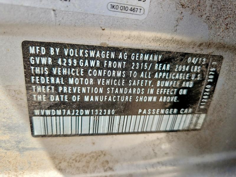 53655706 :رقم المزاد ، WVWDM7AJ2DW132380 vin ، 2013 Volkswagen Golf مزاد بيع