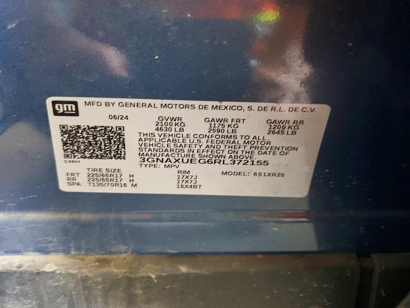 52234506 :رقم المزاد ، 3GNAXUEG6RL372155 vin ، 2024 Chevrolet Equinox مزاد بيع
