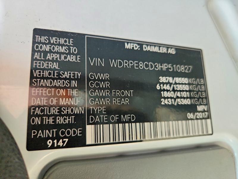 55068856 :رقم المزاد ، WDRPE8CD3HP510827 vin ، 2017 Freightliner Sprinter مزاد بيع