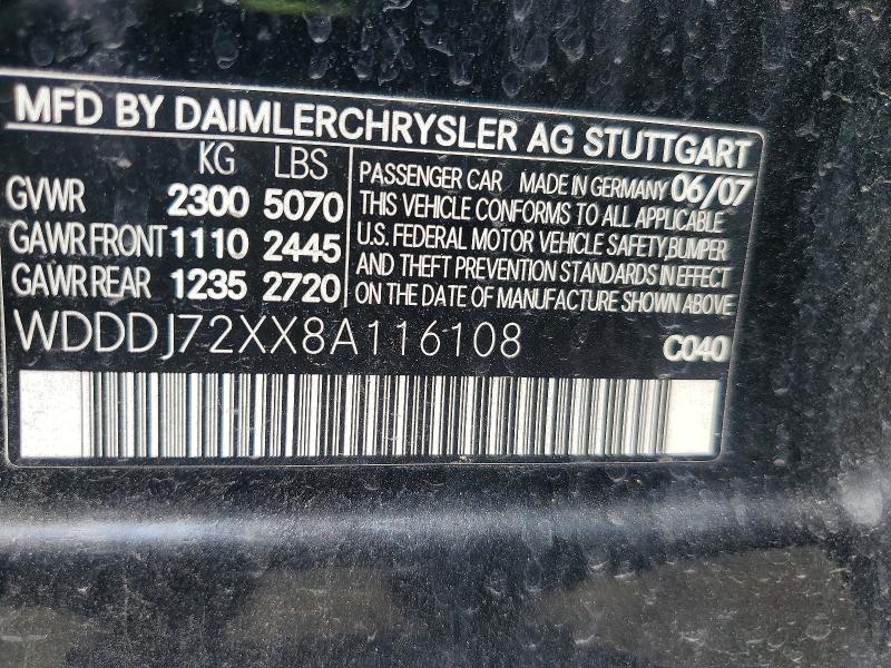 53106786 :رقم المزاد ، WDDDJ72XX8A116108 vin ، 2008 Mercedes-benz Cls مزاد بيع