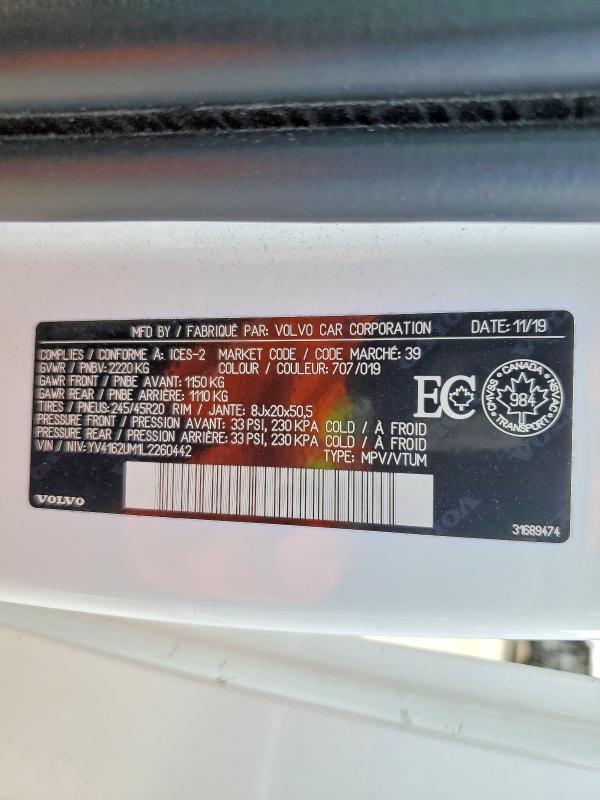 2020 Volvo Xc40 მანქანა იყიდება აუქციონზე, vin: YV4162UM1L2260442, აუქციონის ნომერი: 52320176