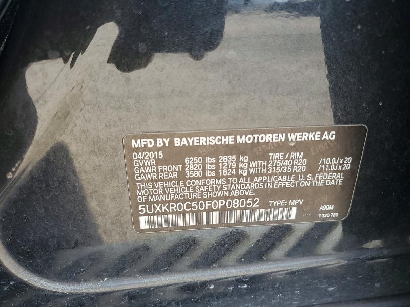 55109876 :رقم المزاد ، 5UXKR0C50F0P08052 vin ، 2015 Bmw X5 مزاد بيع