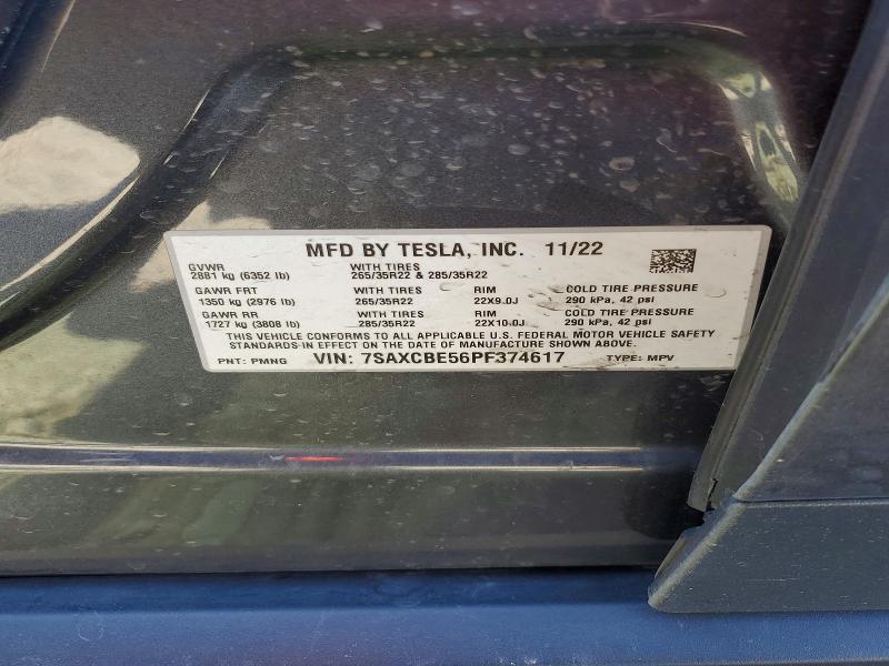 55222096 :رقم المزاد ، 7SAXCBE56PF374617 vin ، 2023 Tesla Model X مزاد بيع