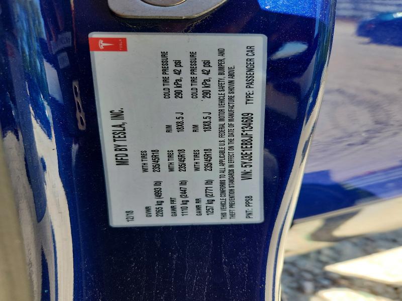 Aukcja sprzedaży 2018 Tesla Model 3, vin: 5YJ3E1EB8JF134689, numer aukcji: 53618786