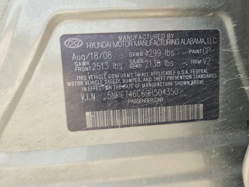 Aukcja sprzedaży 2009 Hyundai Sonata, vin: 5NPET46C69H504350, numer aukcji: 55011976