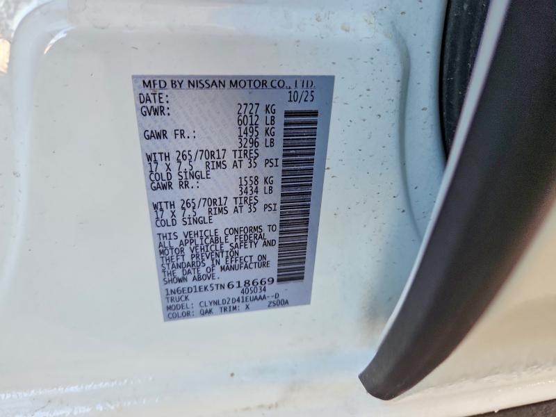 Aukcja sprzedaży 2026 Nissan Frontier, vin: 1N6ED1EK5TN618669, numer aukcji: 52395866