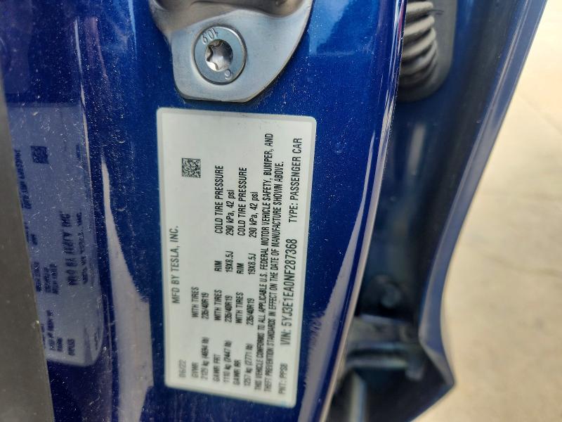 54537686 :رقم المزاد ، 5YJ3E1EA0NF287368 vin ، 2022 Tesla Model 3 مزاد بيع